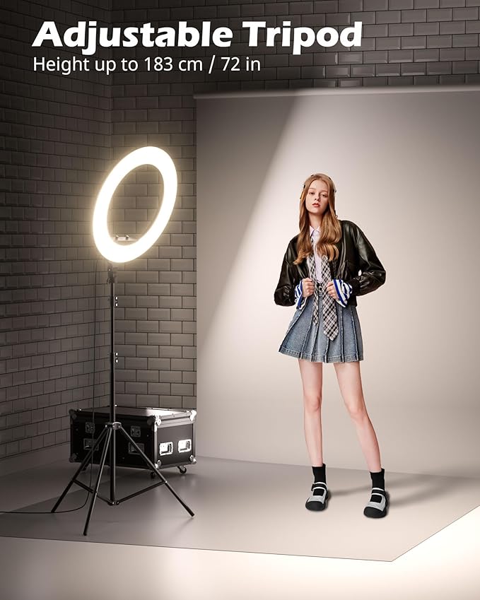 UBeesize 22'' Ring Light with 72'' Stand, 60W Large Ring Light with Phone Holder, Dimmable LED Light for Makeup Barber Stylist Tattoo YouTube TikTok Photography