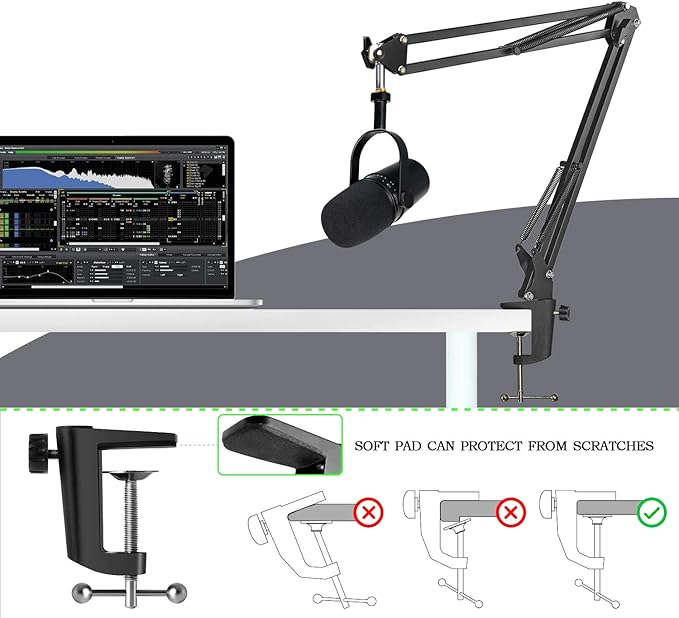 MV7 MV7X MV7+ Boom Arm - Mic Arm with Foam Cover Windscreen Compatible with Shure MV7 and Shure MV7X and Shure MV7+ Microphone with Pop Filter by YOUSHARES