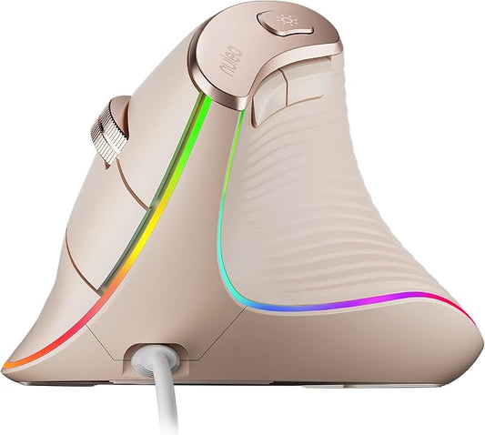Nulea M504 Wired Vertical Mouse, USB Ergonomic Optical Mouse with 4 Adjustable DPI, 11 RGB Backlight Modes, Compatible for Laptop, PC, Desktop, Mac, Pink