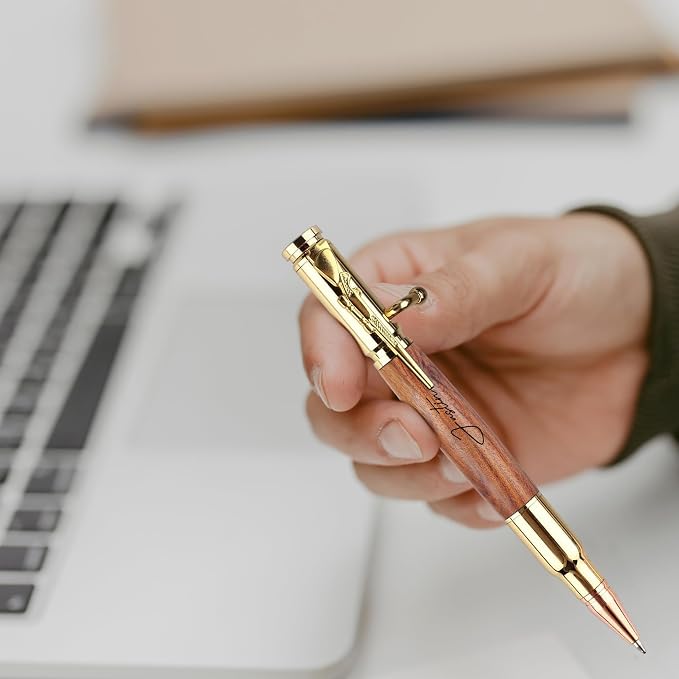 Personalized Bolt Action Pen Gift Set,Free Engraved Metal Ballpoint Pen with 2 Refills,Office Decor Pen,Custom Gifts for Men,Husband,Father,Boyfriend,Grandfather,Brothers. (Wooden3)