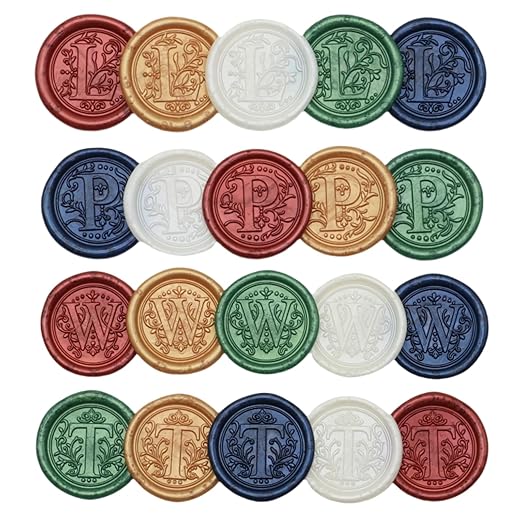 Initial Alphabet Wax Seal Stamp Kit, Retro Letter W Sealing Stamp with 150Pcs Sealing Wax Beads Spoon Pen Set for Wedding Invitations Cards Envelopes (W)