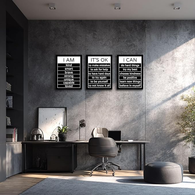 Halioyo Motivational Wall Art Decor Inspirational Canvas Wall Art Positive Affirmation Quotes Poster Decor for Bedroom Living Room Classroom Dorm Office, 12x16inchx3pcs