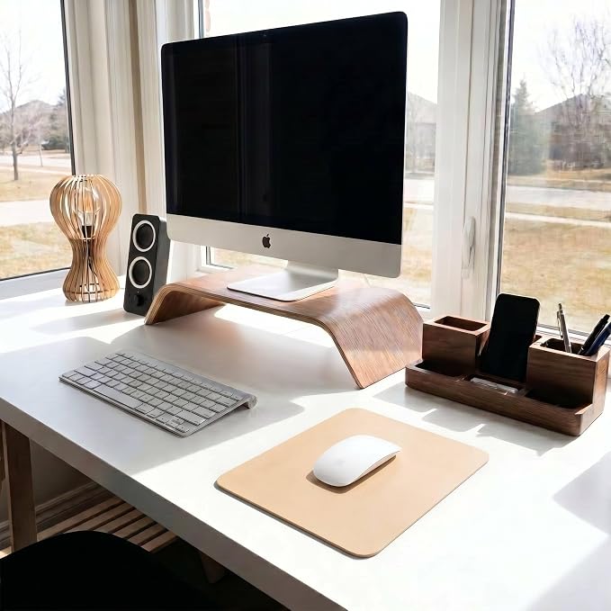 Leather Desk Pad Protector, Waterproof Mouse Pad, PU Desk Mat, Office Desk Cover, Desk Writing Mat for Office/Home/Work/Cubicle (Eggshell) 9x8 in
