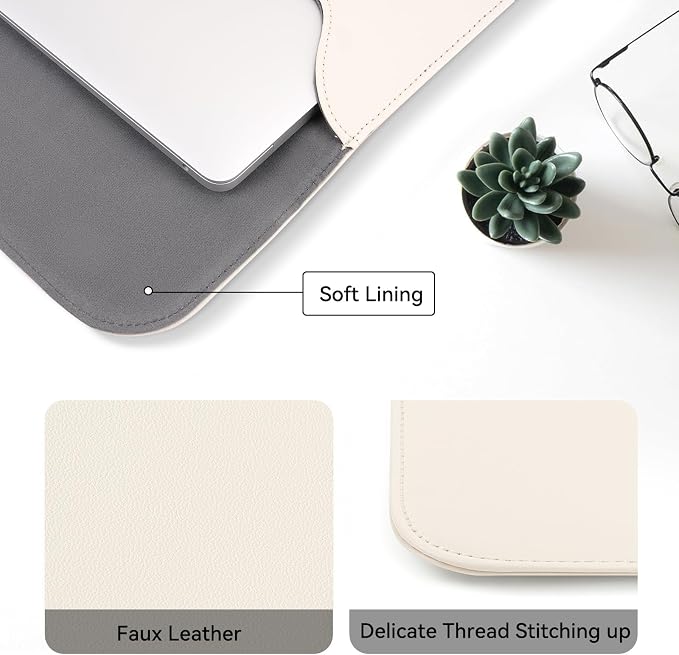 MOSISO Laptop Case 13.3 inch, 13-13.3 inch Laptop Sleeve Compatible with MacBook Neo 13 A18 Pro A3404 /Air 13/Pro 13/Pro 14 M5 M4 M3 M2 M1, Faux Suede Leather Case with Small Bag, Beige