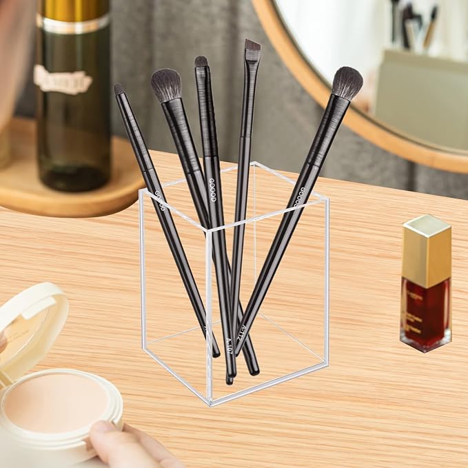 Ptaedex Acrylic Pen Holder Organizer, Clear Pencil Holder for Desk, 2 Pack | Pen Holder for Desk, Pen Cup Holder, Makeup Brush Holder, Marker Organizer Office Supplies, Desk Decor for Office Home School