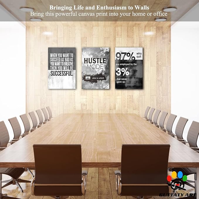 Office Wall Art-3 Pcs Motivational Art, Inspirational Quotes, Entrepreneur Words: 20'x30' Positive Quote Canvas for Home/Company Wall