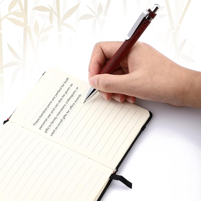 12 Pcs Bamboo Pens Employee Appreciation Gifts Engraving Wooden Ballpoint Pens Must Have for Writing Office Staff Coworkers(Elegant Color)