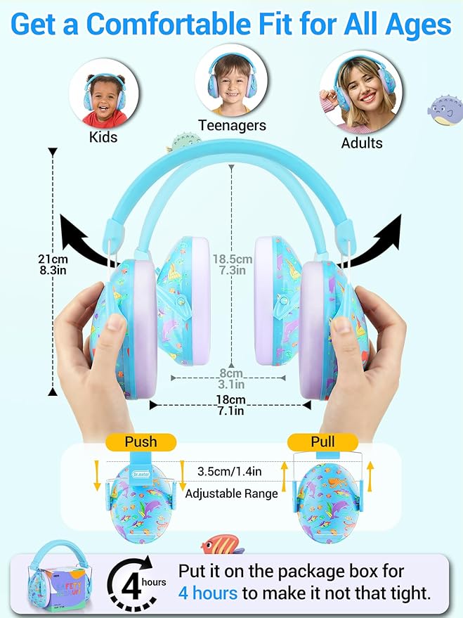 Kids Ear Protection for Monster Jam, Noise Cancelling Headphones for Kids Autism Sensory, Noise Reduction Ear Muffs for Track, Concerts, Fireworks, Mowing Hearing Protection Earmuffs