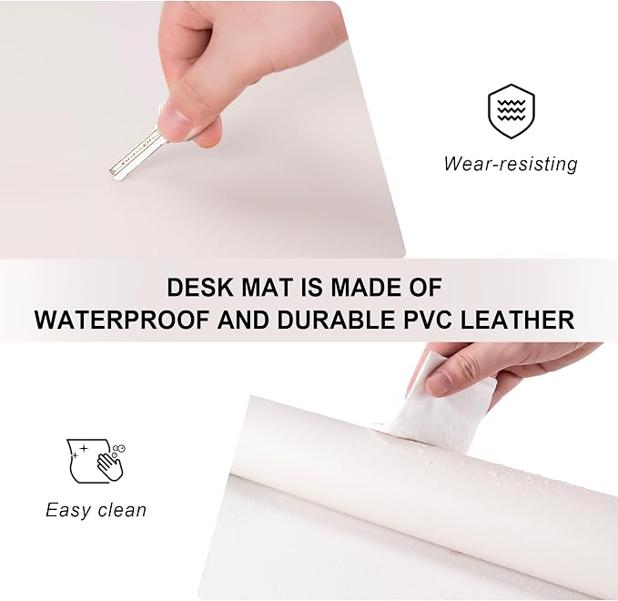 Leather Desk Pad Protector,Non-Slip Desk Pad(Black, 35.4" x 17") | on-Slip PU Leather Large Mouse Pad,Easy Clean Desk Protecor Mat,Writing Pad for Office Work/Home/Decor