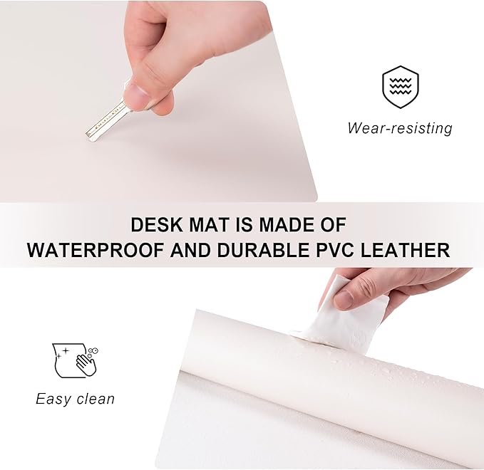Leather Desk Pad Protector,Non-Slip Desk Pad,on-Slip PU Leather Large Mouse Pad,Easy Clean Desk Protecor Mat,Writing Pad for Office Work/Home/Decor(Rose Red, 35.4" x 17")