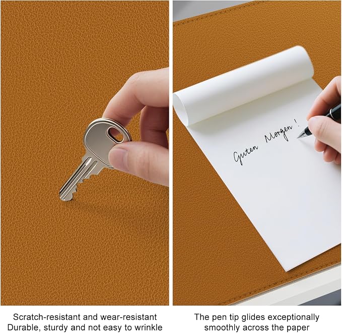 Dual Sided Leather Desk Mat - Waterproof Desk Pad - Ideal for Large Mouse Pad and Desk Mats on Top of Desks (Brown, 33"*13")