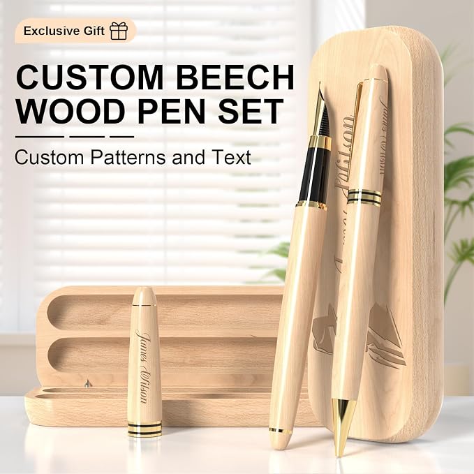 elesories Personalized Pens with Name, Engraved Pen Set with Custom Text & Design, Personalized Pen and Gift Box for Graduation, Anniversary Birthday Gift for Him or Her(style-1)