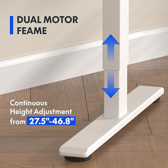 FLEXISPOT E3 Bamboo Dual Motor Electric Standing Desk 55 x 28 Sit Stand Up Desk, Holds 220 lbs, Adjustable Height w/Memory Presets, Solid Bamboo Curved Desktop & White Frame, Ships in 2 Boxes