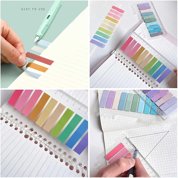 ELII 2000pcs Books Tabs for Annotating,Sticky Tabs Clear Sticky Notes,Page Markers for Notebooks, Multi-Colored Writable and Repositionable Book Flags Strip