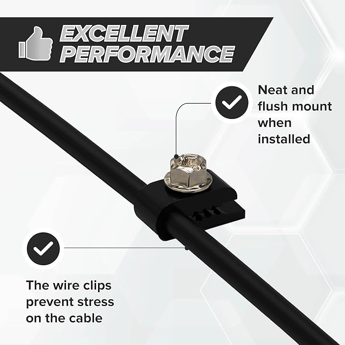 THE CIMPLE CO Mini Screw-in Cable Clips and Fasteners - Indoor/Outdoor Single Screw Clips - 3mm Wire Clamps for Fiber Optic Cables and Thermostat, Ground Wires - 3 mm (1/10 Inch), Black, 10 PCS