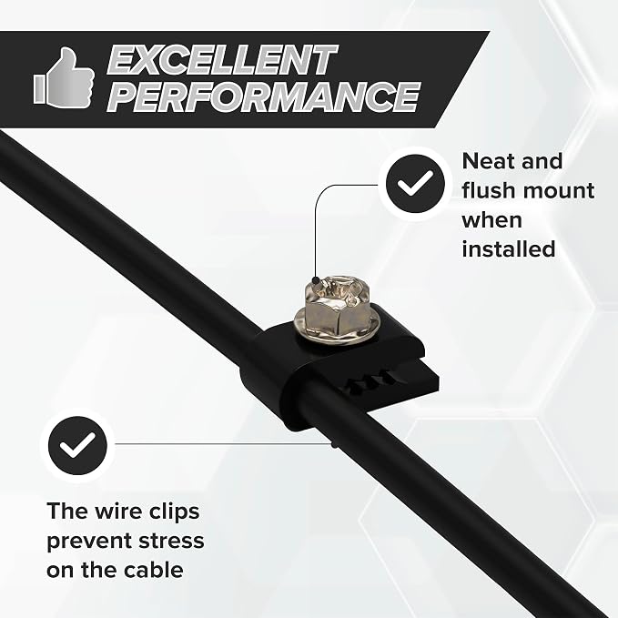 THE CIMPLE CO Mini Screw-in Cable Clips and Fasteners - Indoor/Outdoor Single Screw Clips - 3mm Wire Clamps for Fiber Optic Cables and Thermostat, Ground Wires - 3 mm (1/10 Inch), Black, 100 PCS