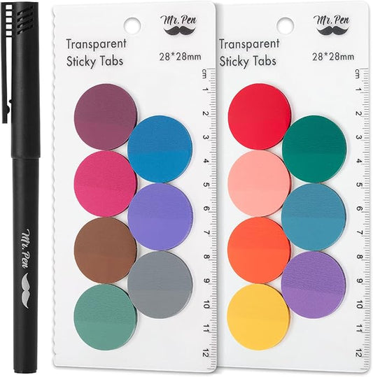 Mr. Pen- Transparent Sticky Note Set, 560Sheets, Colorful, Round Transparent Sticky Notes Set, Stocky Notes for Bible Journaling
