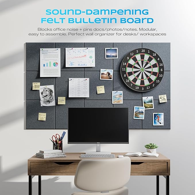 22 Pack Self-Adhesive Acoustic Panels, 12" X 12" X 0.4" High-Density Sound Proof Foam Panels for Walls, Soundproof Wall Panels for Home & Office (Light Gray)