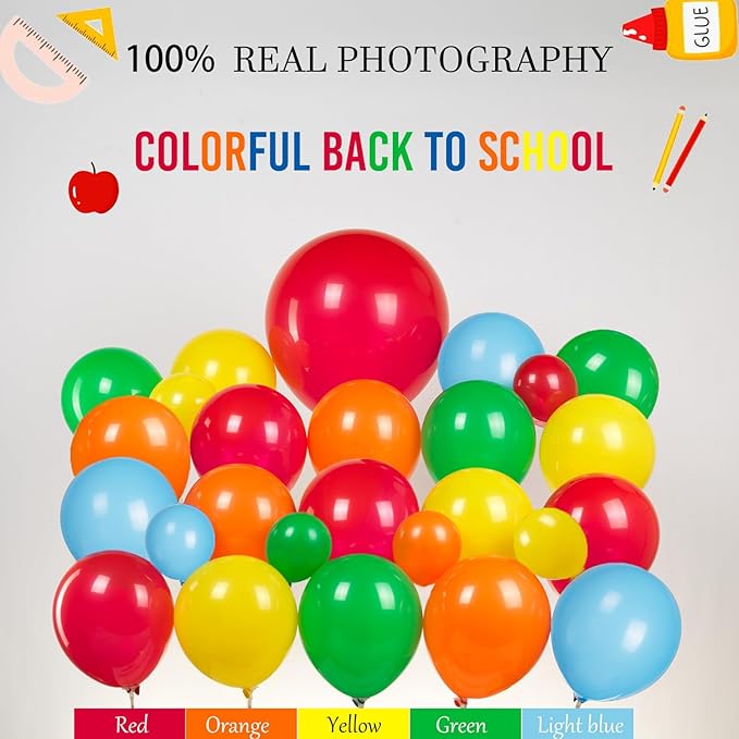 Preschool graduation party decorations Kit with cartoon Theme primary color Balloon and ABC123 Box rainbow sun apple balloon for kid Sesame Friends birthday Kindergarten pre k back to school supplies
