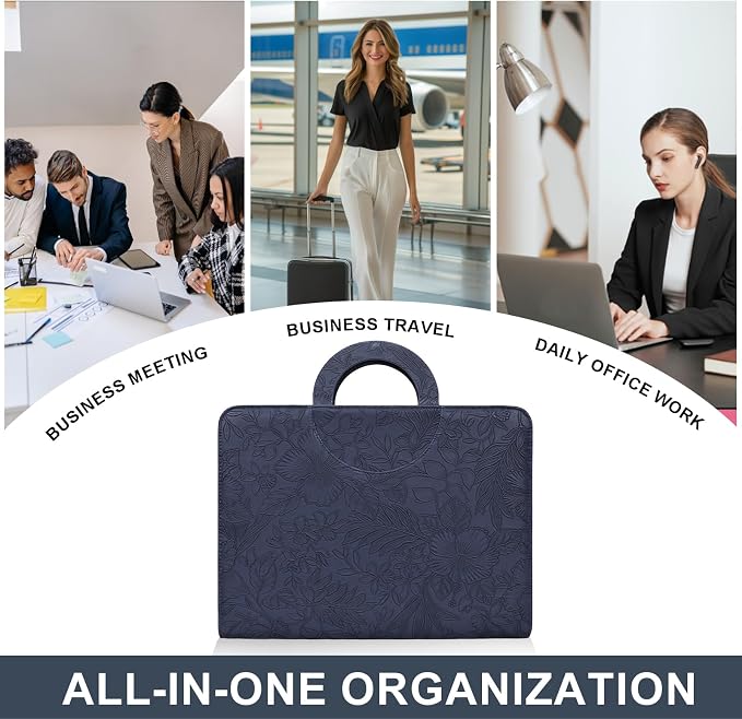 Leathario Portfolio Binder, Includes 5 Folder Index Dividers, 13 Inch Tablets Organizer with Handle, Vegan Leather A4 Padfolio, Multi-Pocket Notepad Business Planner Professional Document