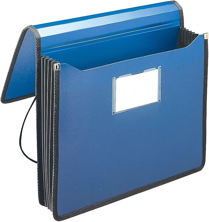Smead Poly Wallet, Accordion File Organizer for File Folders, Letter Size, Blue, 5-1/4 inch Expansion, Office Supplies, Document Organizer (71503)