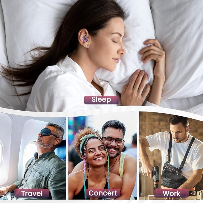 Ear Plugs for Sleeping,Reusable Noise Reduction Ear Plugs for Side Sleepers | 2 Pairs Silicone Ear Plugs, 6 Sizes Ear Tips (Single & Dual Layer), 30dB Noise Cancelling for Snoring,Travel ,Focus&Concerts