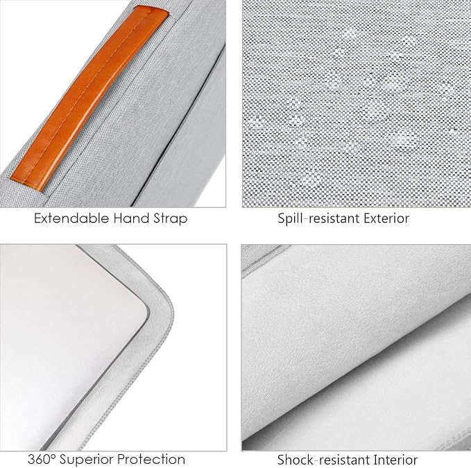 Lacdo 360° Protective Laptop Sleeve Case for 16 inch MacBook Pro M5 Pro/Max A3428 A3429 (2026), M4/M3/M2/M1 A3403 A3186 A2991 A2780 A2485 A2141, 15 inch Surface Laptop 7/6/5/4/3 Computer Bag, Gray
