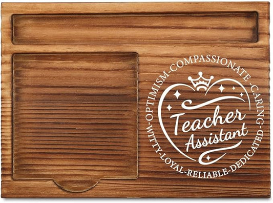 Wooden Sticky Note Holder - Stylish Office Desk Organizer for Teacher Assistants & Educators - Natural Wood with Slots for Notes, Pens, and Small Accessories – Compact and Elegant Desk Storage,WSH2
