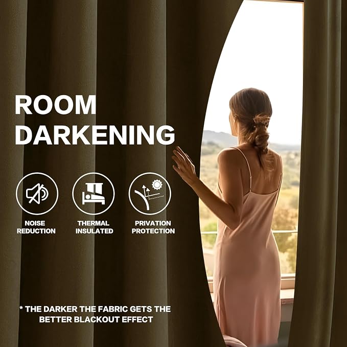 AUSSPVOCT Gold Velvet Blackout Curtains 90 Inches for Bedroom Dining Room, Soundproof Thermal Insulated Room Darkening Curtain Super Soft Luxury Drapes with Back Tab Rod Pocket, W52 x L90, 2 Panels