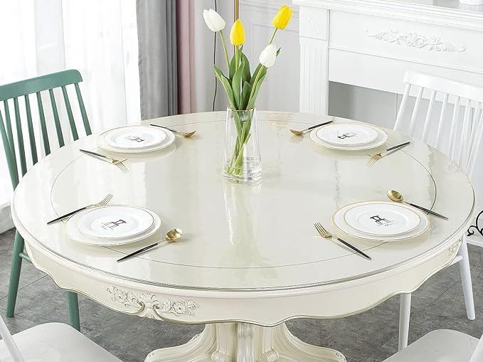 Deep Dream 1.5mm Thick 45 Inches Clear Round Table Protector, Round Table Cover, Tablecloth Protector, Table Protector for Dining Room Table & Office
