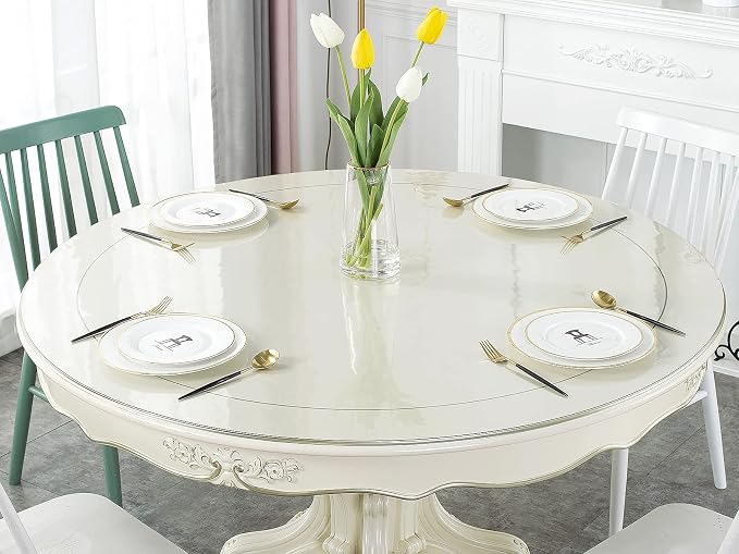 Deep Dream 1.5mm Thick 40 Inches Clear Round Table Protector, Round Table Cover, Tablecloth Protector, Table Protector for Dining Room Table & Office
