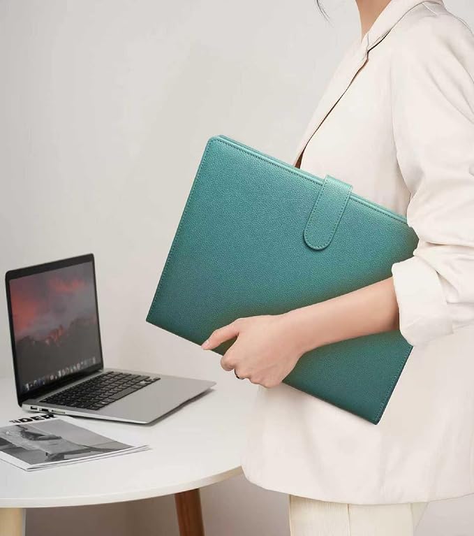 Zreal Padfolio Portfolio Binder with Clipboard & Card Holder, Faux Leather File Folder, Folio Resume Paper Organizer for A4 Letter Size Document, Legal Pad Holder for Women Man (Teal Green)