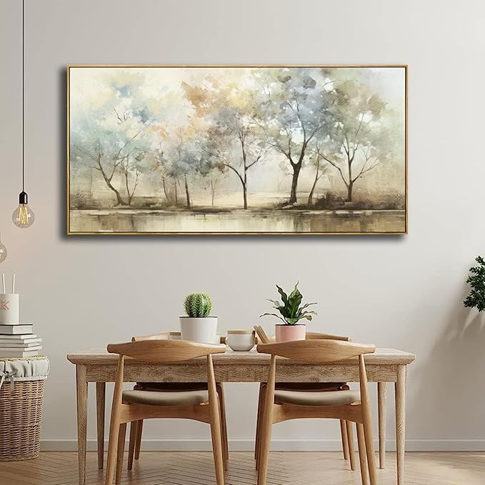 VHMING Abstract Wall Art Artwork Retro Trees Pictures Decor Canvas Painting Framed Ready to Hang Living Room Bedroom and Office Wall Decor 20x40 Inch