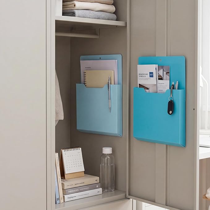 Gilprop 8 Pack Magnetic File Holder, 10"x13"x1.2" Magnetic Wall File Folders for Whiteboard, Hanging Classroom Organizer Storage, Refrigerator Magazine Holder for Mail Letters Paper Desk Office