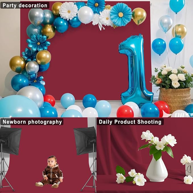 5x7ft Burgundy Cloth Photography Backdrop Solid Color Photo Background Video Props LY666