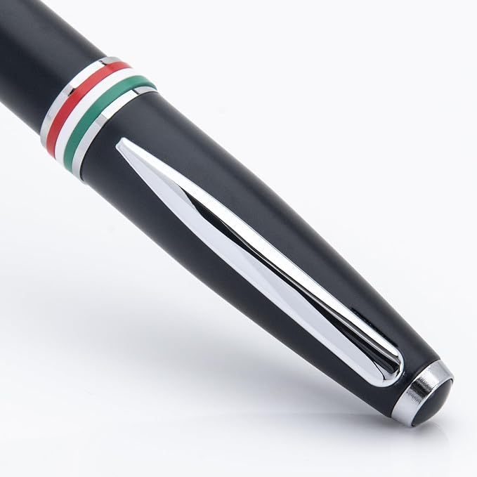 Monteverde USA Aldo Domani Italia Fountain Pen Matte Black - Medium Nib - Luxury Writing Pen - Italian Design - JoWo Stainless Steel Nib - Smooth Ink Flow - Refillable - Gift Box Included