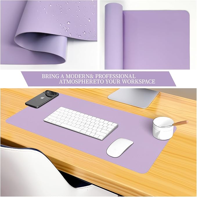 Bloss Purple Leather Desk Mat for Desktop,Desk Protector Pad Mats,Large Gaming Mouse Pad,Dual-Side Office Desks Mats for Keyboard and Mouse, Writing Pad for Office/Home.23.6"x 13.8"