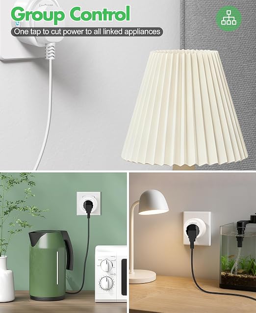 LanOcean Mini Smart Plugs That Compatible with Alexa & Google Home, WiFi Plug for APP Remote & Voice Control, Smart Outlet Timer with Schedule & Group Control Function | 2.4G WiFi Only