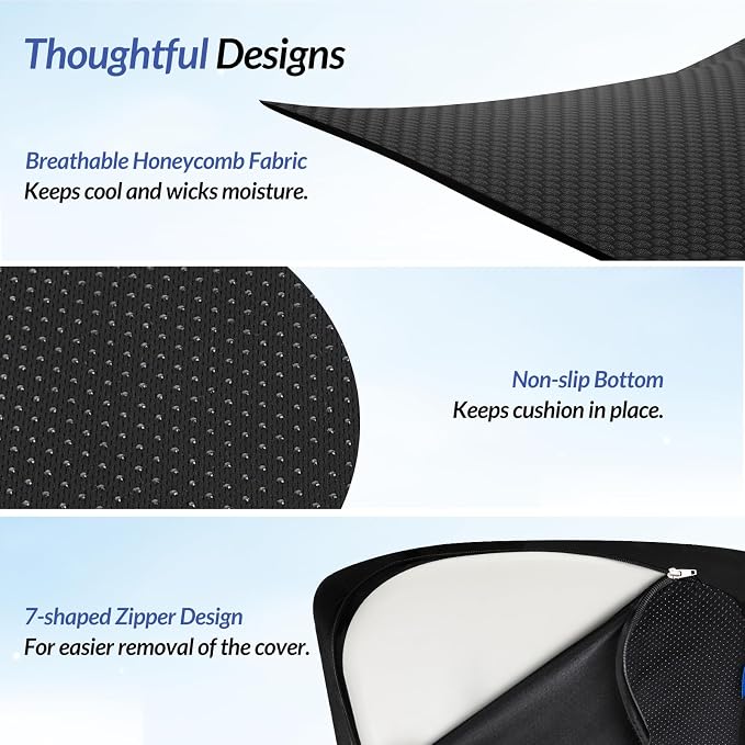 ZIKEE Contoured Ergonomic Seat Cushion for Effective Pain Relief, Non-Slip | Office Chair Cushion for Sciatica, Back, Tailbone Pain Relief, High-Density Memory Foam Car Seat Cushion for Sitting Comfort