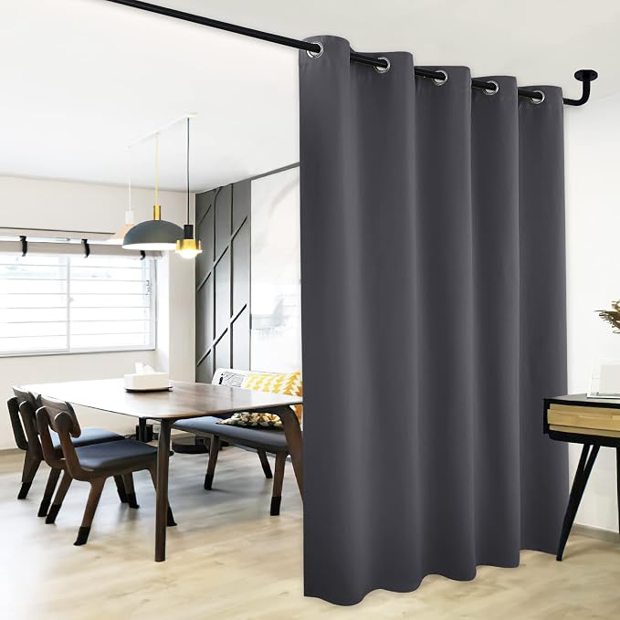 NICETOWN Sliding Door Curtains, Wide Thermal Blackout Patio Door Curtain Panel, Sliding Door Drapes/Draperies with Grommet Top (Gray, W70 x L84)