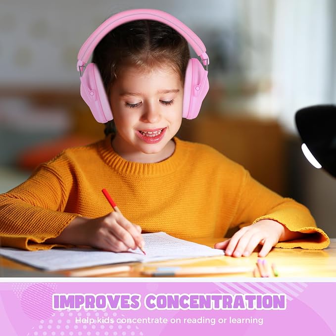 ProCase Kids Noise Cancelling Headphones, Kids Ear Protection Monster Jam Truck, Fireworks Hearing Protection Noise Reduction, Noise Canceling Earmuffs for Sensory Autism Toddler Children -LightPink