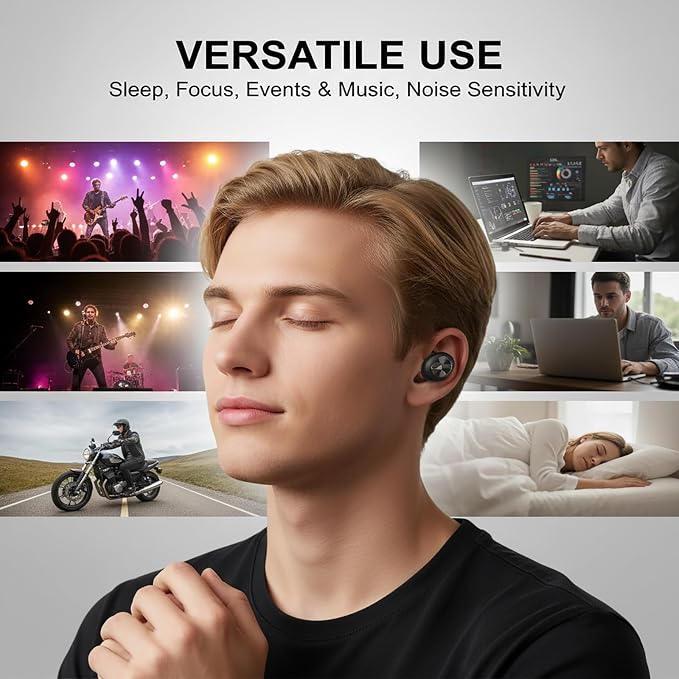Motorcycle Ear Plugs Wind Noise Canceling Earplugs for Sleep Earbuds Safety for Work High Fidelity Reusable Motorbike Reduction Inflatable for Concert Tapones para Oídos para El Ruido