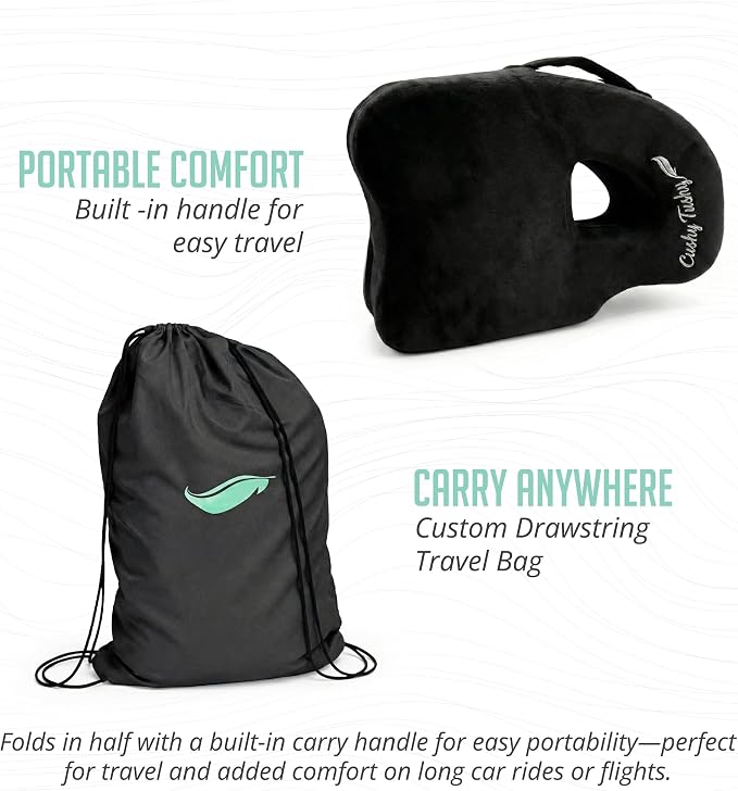 Cushy Tushy Premium Foldable Piriformis Seat Cushion - Piriformis Pain and Sciatic Pain Relief Cushion - for Home & Office Use, Perfect for Travel or Driving