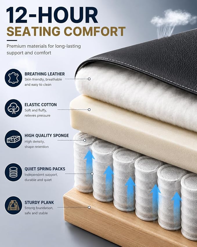 800lbs Big and Tall Office Chairs with 5D Flip Arms | Heavy Duty Desk Chair with Adjustable Lumbar Support, Office Chairs with Quiet Rubber Wheel and Extra Wide Seat