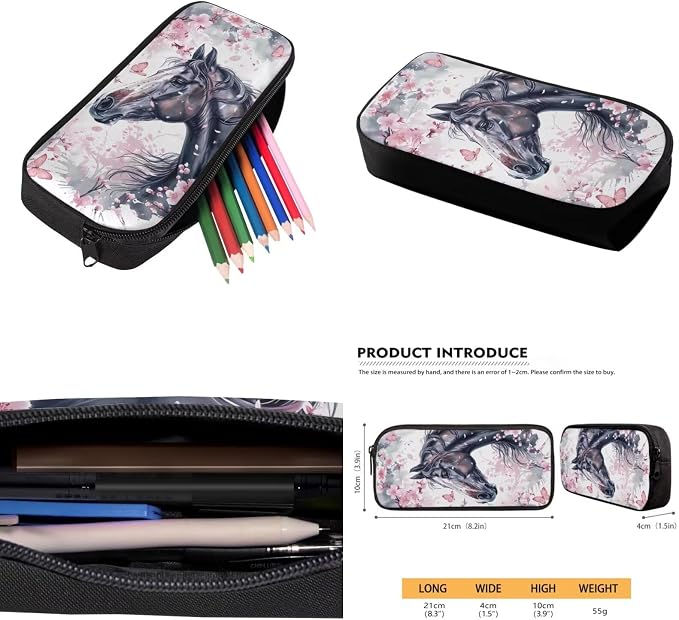 Ystardream Elementary Backpack for Girls Cherry Blossom Horse Kids Backpack with Lunch Box Water Bottle Sleeve Kids School Bookbag with Spacious Interior Storage for Student Book Bag Set