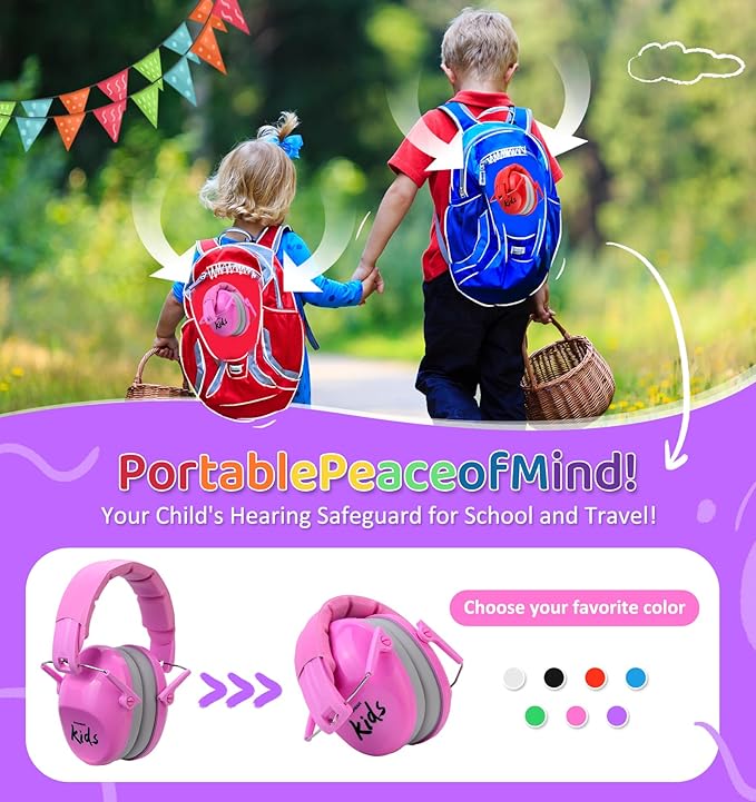 PROHEAR 032 2.0 Noise Cancelling Headphones for Kids - 25dB Noise Reduction - Adjustable Sensory Ear Protection Muffs for Concert, Fireworks, Monster Truck Shows, School - Princess Pink