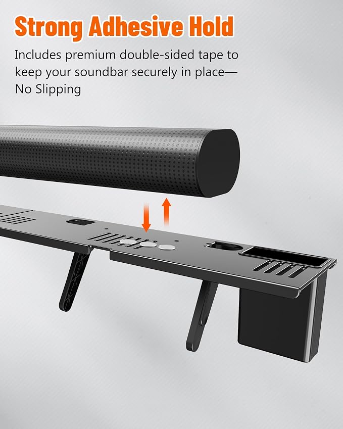 Soundbar Mount, No Drilling Steel TV Top Shelf with Storage Boxes, Sound bar Mount up to 15 lbs, Universal Sound Bar TV Mount Bracket, Soundbar Mount Above TVs Compatible with Samsung, Sony (33.8")