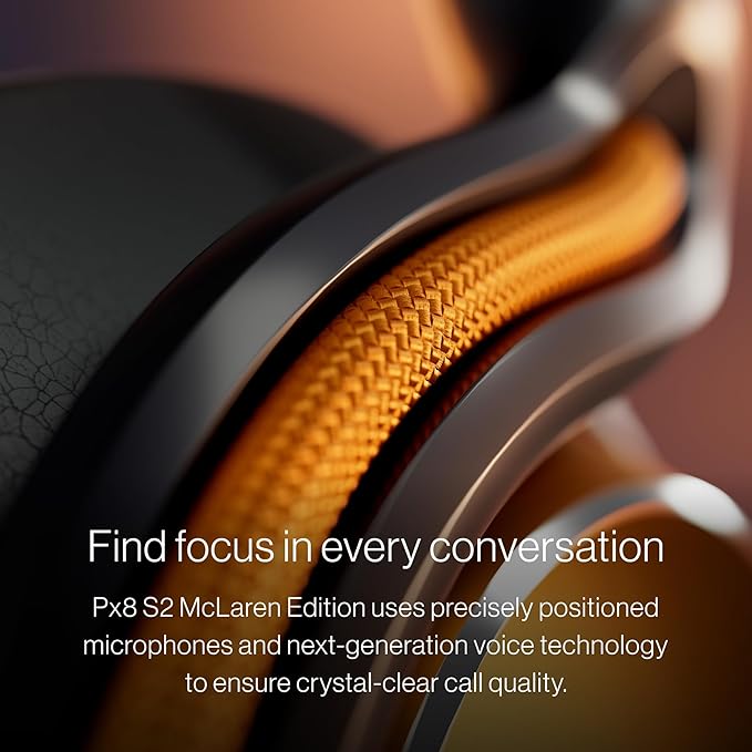 Bowers & Wilkins Px8 S2 McLaren Edition Wireless Over-Ear Headphones, Noise Cancelling Bluetooth Headphones, aptX Lossless, Memory Foam Ear Cushions, High-Resolution Audio, All-Day Comfort