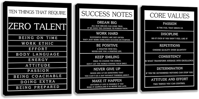 Motivational Wall Decor Paintings Inspirational Office Wall Decor Posters Prints 3 Pieces Bedroom Decor Living Room Office Canvas Picture Wall Painting Home Decoration Framed Artwork (36''W x 16''H)