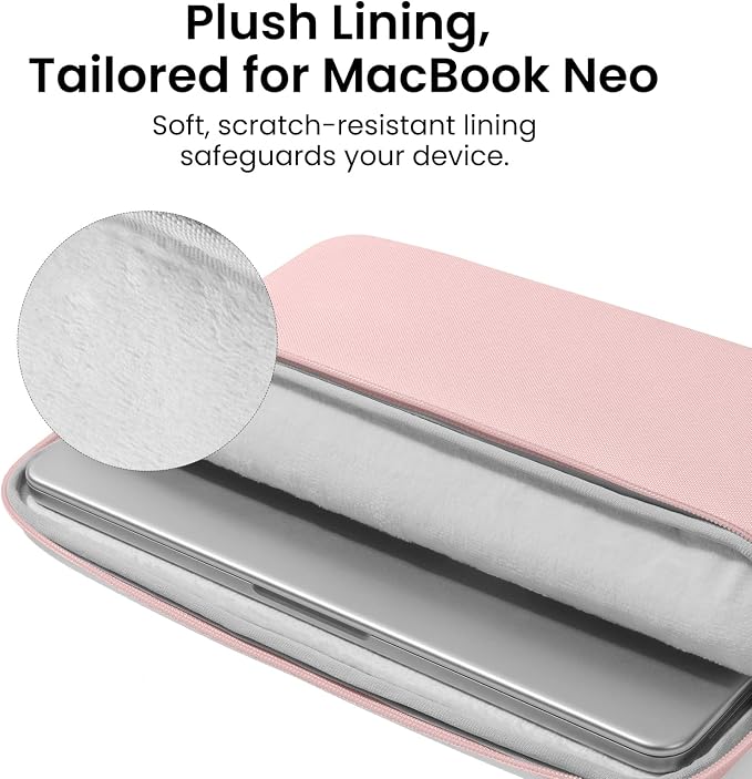 tomtoc Custom-Fit Slim Sleeve for 13-inch MacBook Neo A18 Pro A3404, Water-Resistant Protective Case with Accessory Pocket